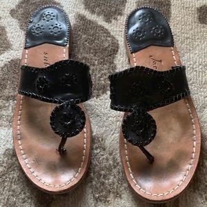 Jack Rogers Navajo black leather sandals